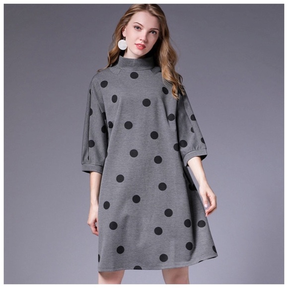Black & Gray Polka Dot Oversize Dress - Picture 5 of 8
